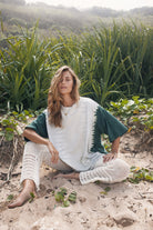 Green tie dye cotton hemp tee