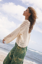 womens white cotton crochet top