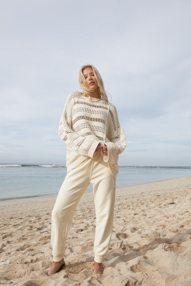 Women's cotton knit cream jumper 