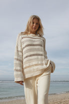 Women's cotton knit white jumper 
