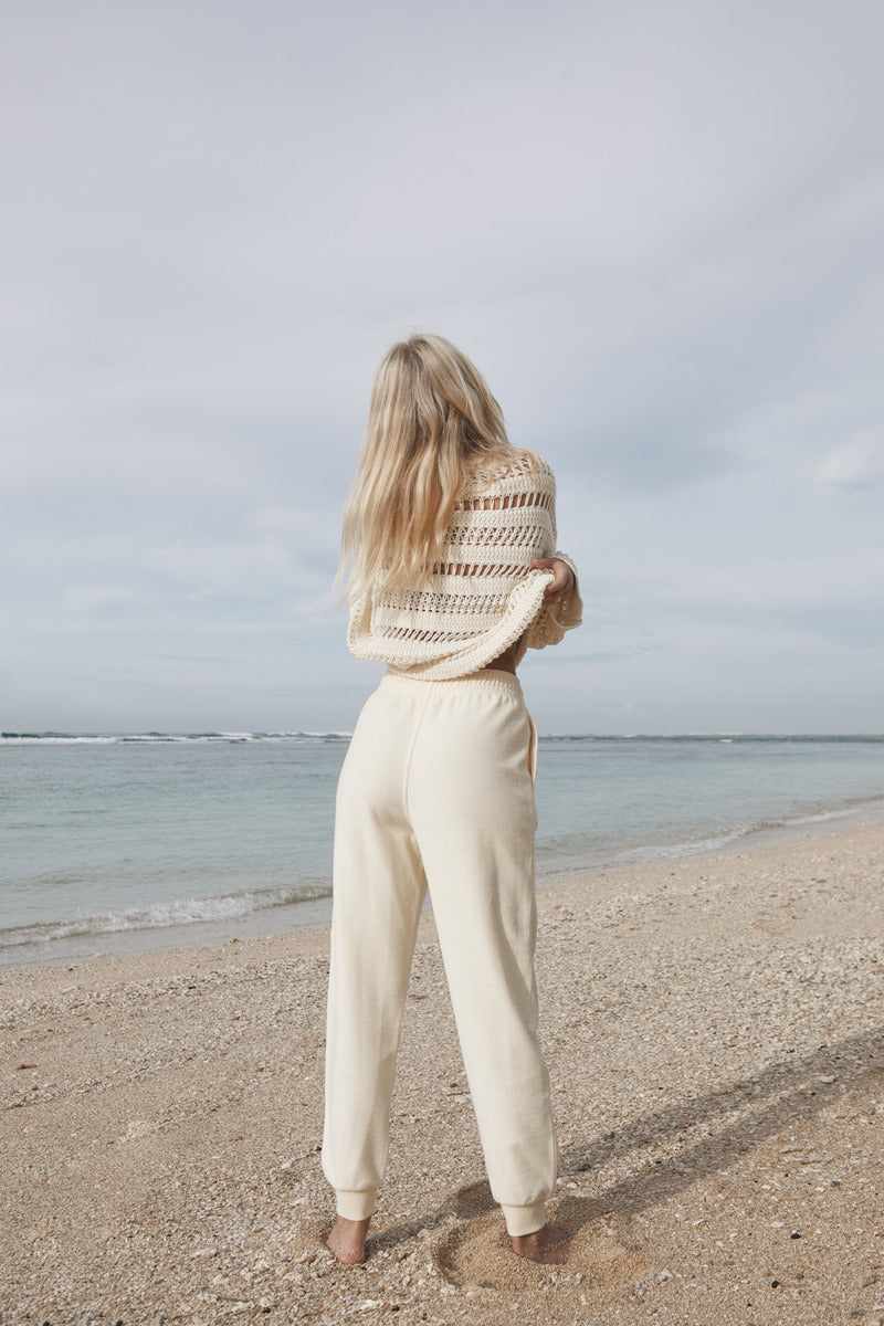 women's cotton terry butter pant back view