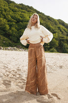 Women's linen tan tie-dye pant  