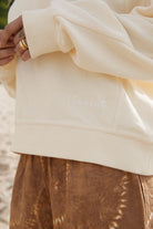 Women's cotton terry jumper close up view