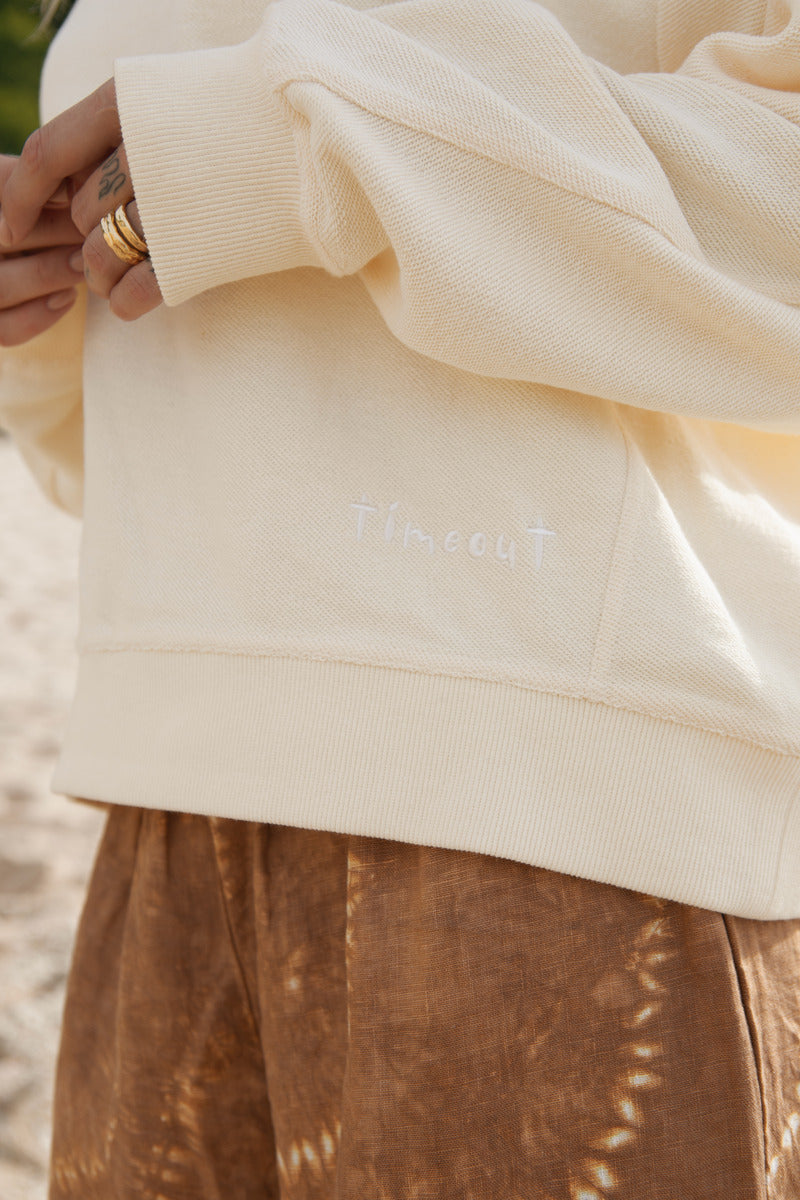 Women's cotton terry jumper close up view