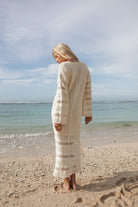 Womens cream cotton knit dress back view 