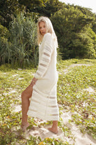 Womens cream cotton knit dress side view 