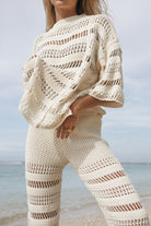 Women's cream cotton knit top 