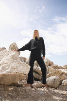 Women's black merino wool blend knit pant