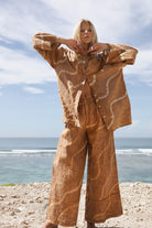 Women's linen tan tie-dye set