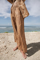 Women's linen tan tie-dye pant  