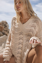 Womens beige Merino wool blend knit jumper