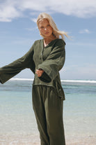 womens olive cotton top 