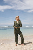 Women's olive cotton pant 