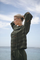Womens olive cotton knit jumper 