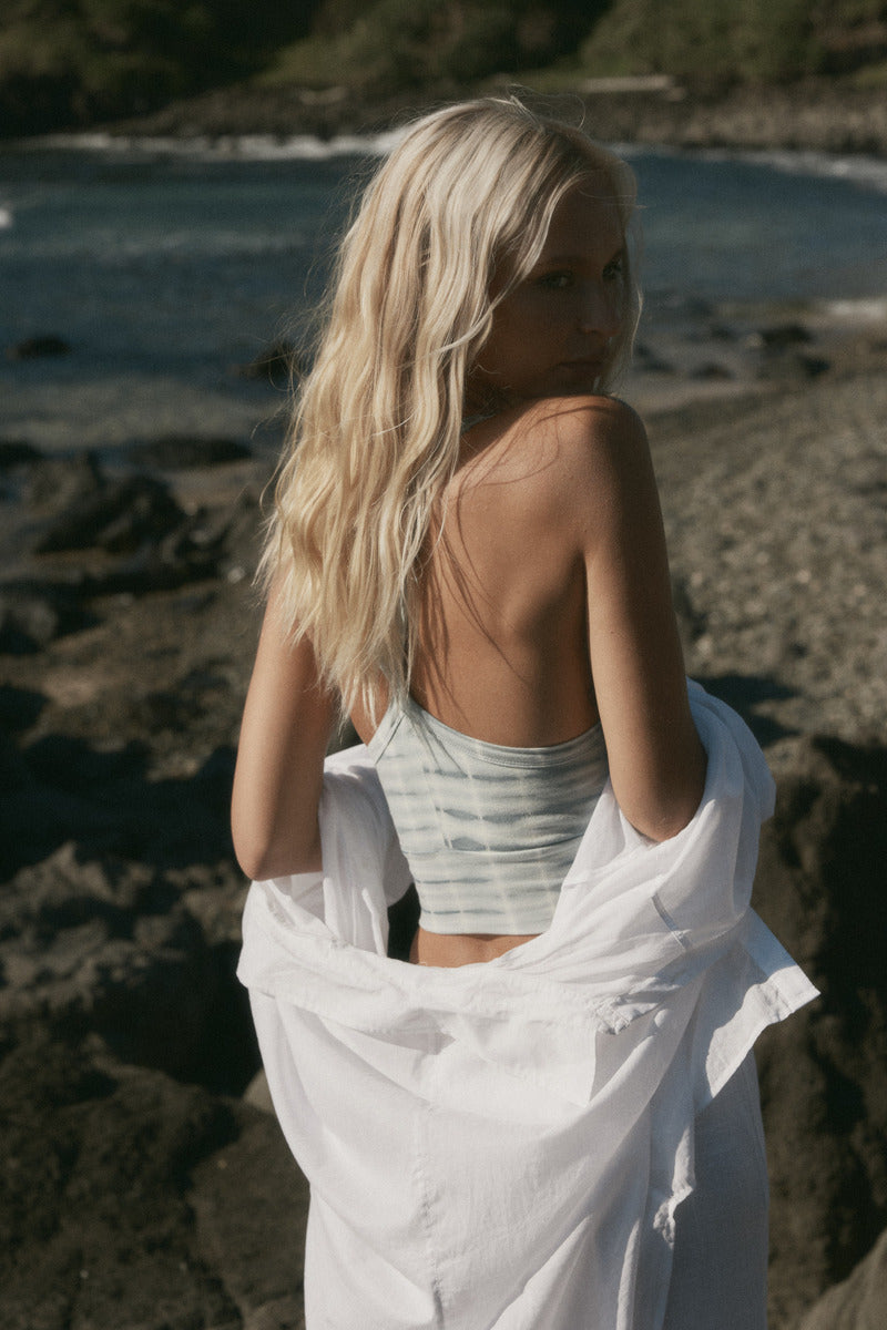 womens white cotton voile shirt back view