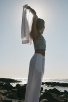 womens white cotton palazzo pant side view