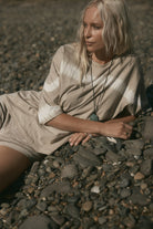 womens taupe cotton hemp tie dye tee front view