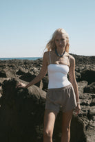 cotton brown short front view