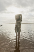 womens linen taupe tie dye set front view