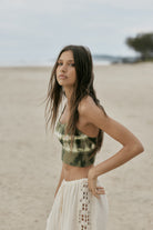 womens cotton spandex olive bralette side view