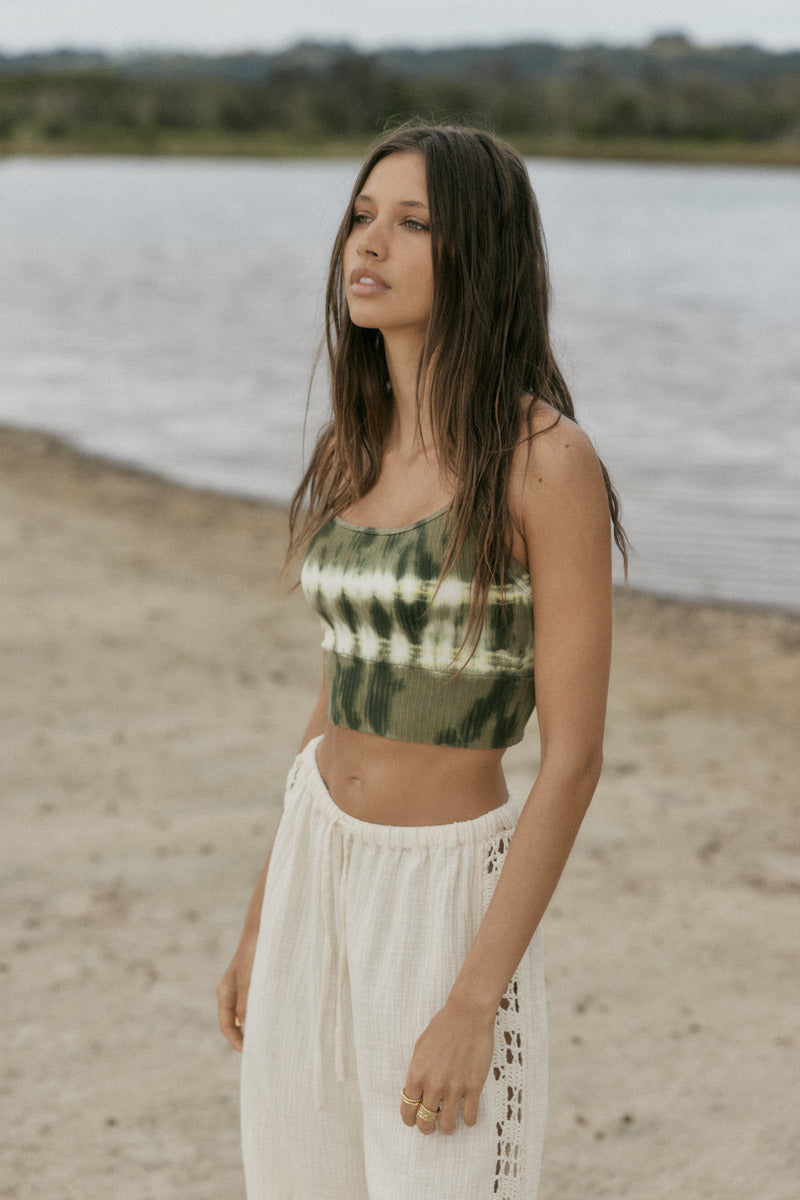 womens cotton spandex olive bralette front view
