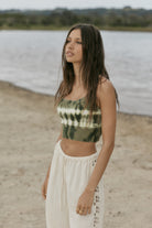 womens cotton spandex olive bralette front view