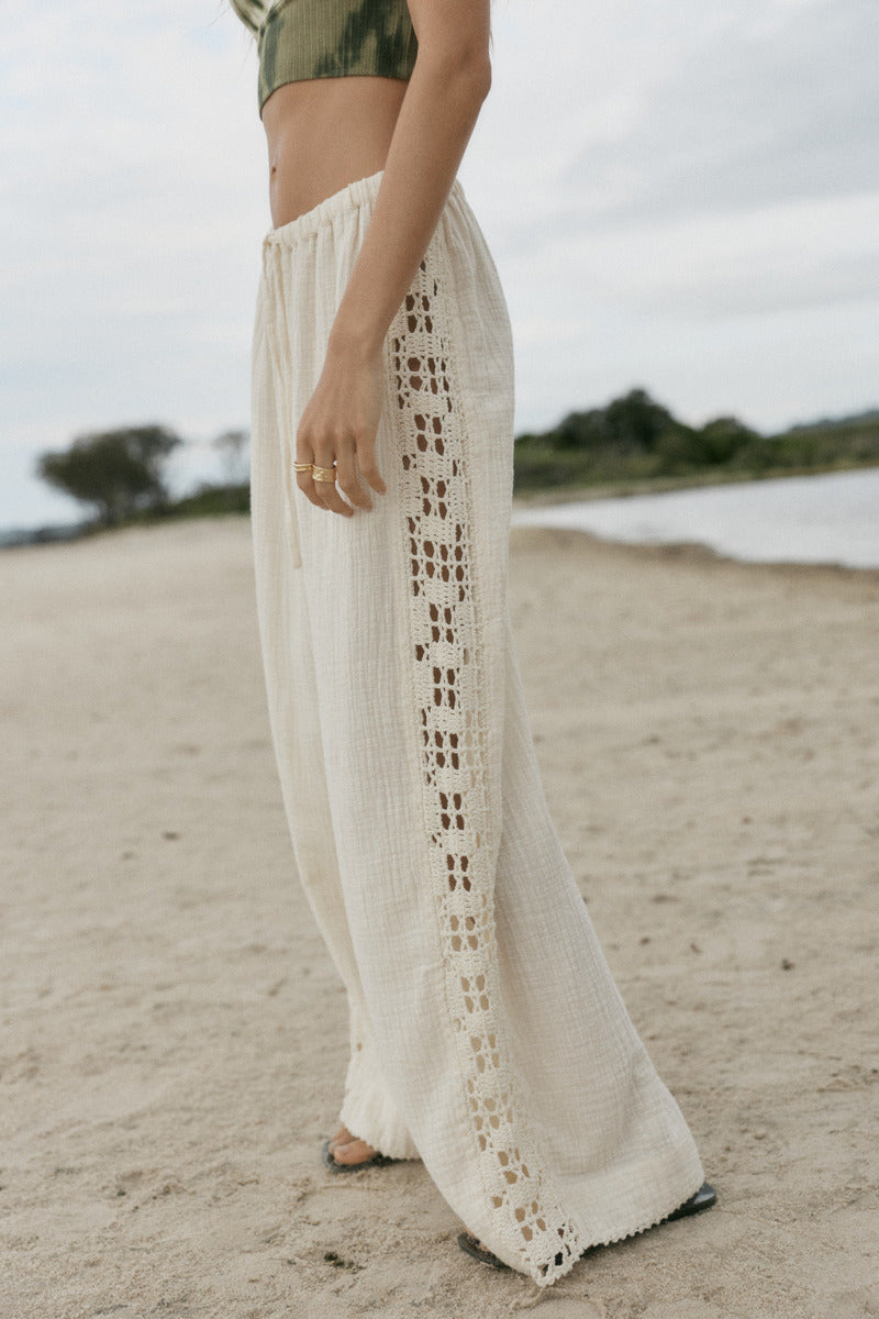 womens cotton crochet pant side view 