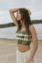 womens cotton spandex olive bralette front view