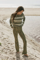 womens cotton olive tie dye pant front view