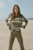 womens cotton olive tie dye pant