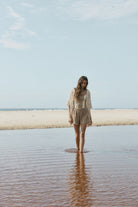 womens cotton waffle short with side stripe side view