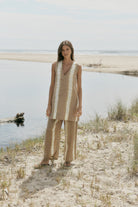 Cotton tie dye mini dress with pant set front view