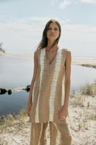 Cotton tie dye mini dress with pant front view