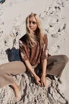 Womens chocolate floral tie dye tee