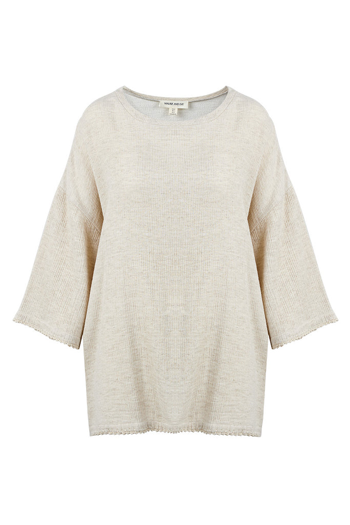 womens cotton linen natural colour top front view
