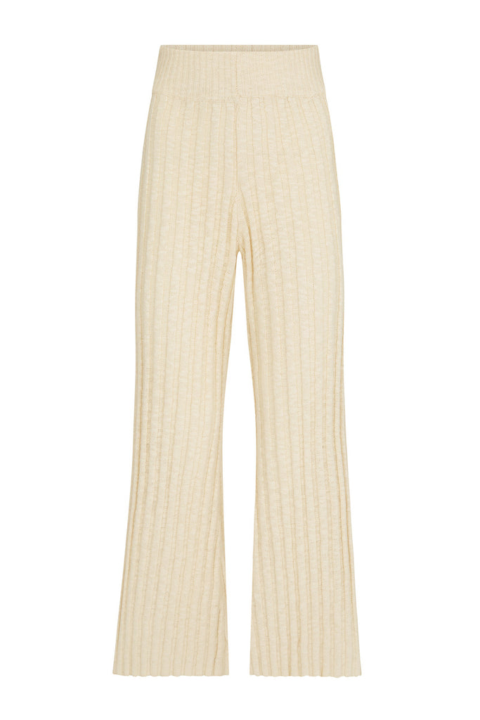 off white rib knit pant front view