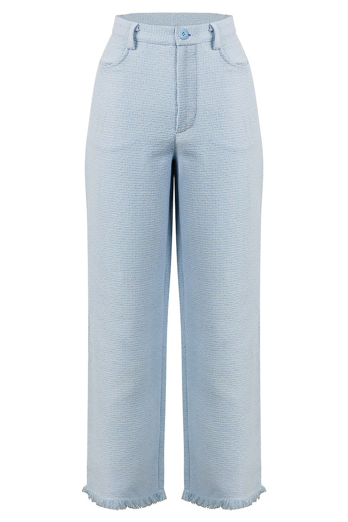 womens fixed waist pant sky blue texture font view