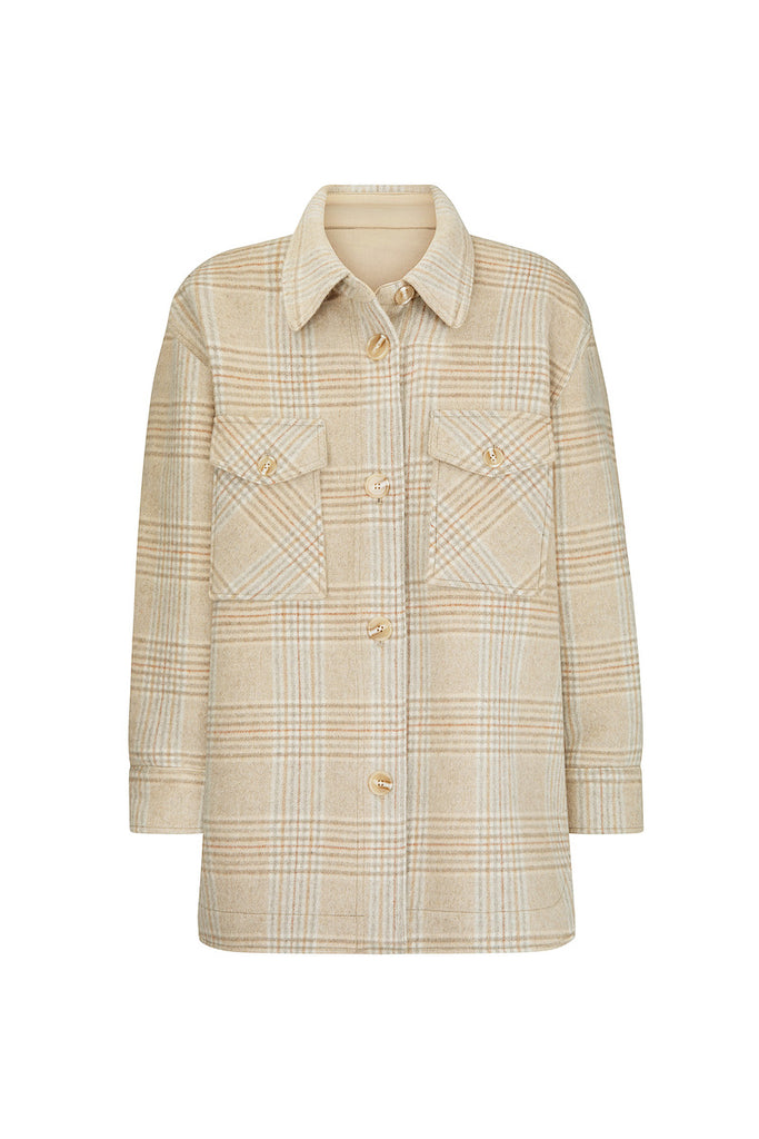 womens wool blend check jacket beige 