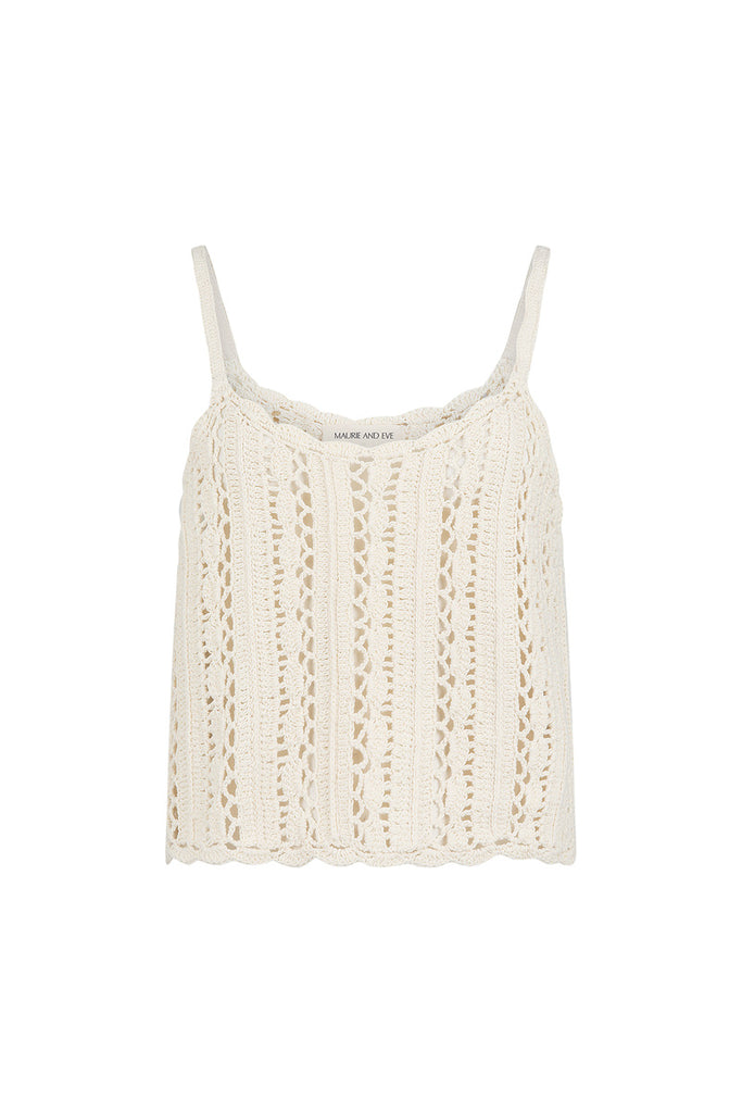 womens crochet ivory top front view