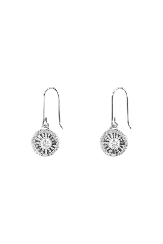 solid silver earrings with engraved sun motif