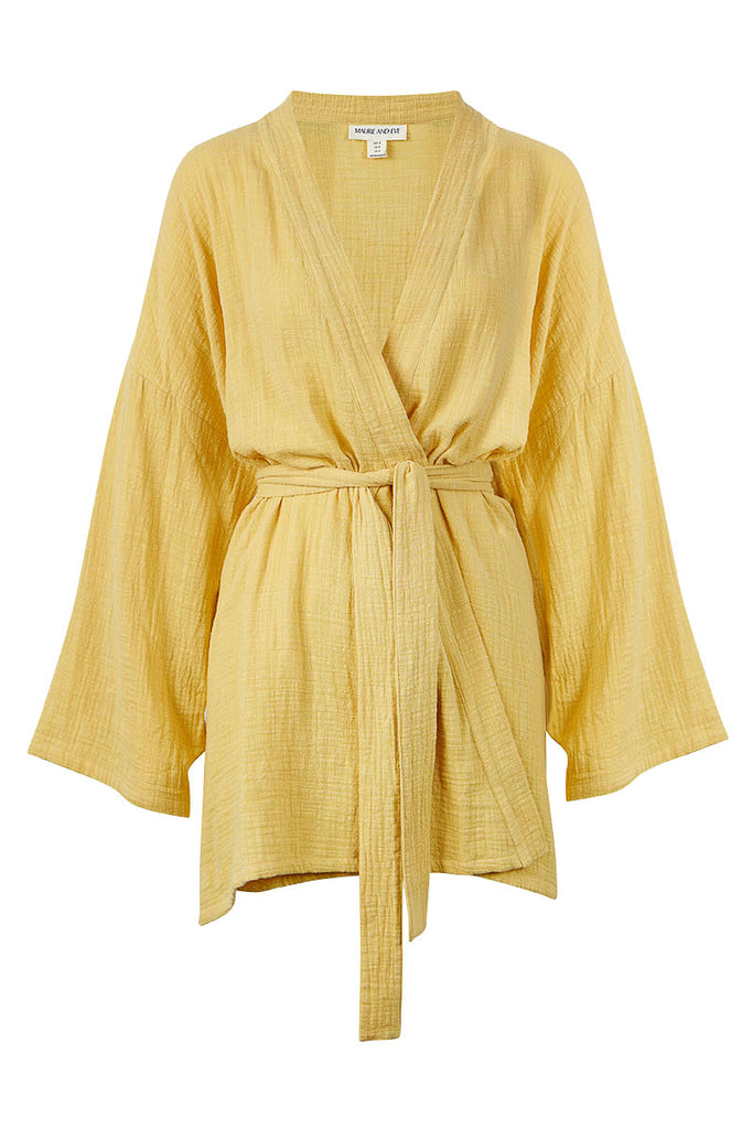 womens kimono dress rattan colour front view