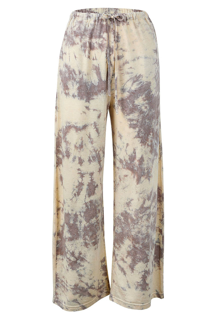 womens organic hemp pant taupe tie dye print front view 