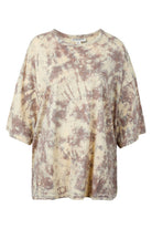 womens cotton hemp tie dye taupe tee, front view