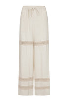 womens cotton crochet panel pant natural hue front view