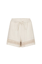 womens cotton crochet short with drawstring front view