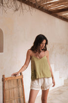 womens cotton crochet short with drawstring