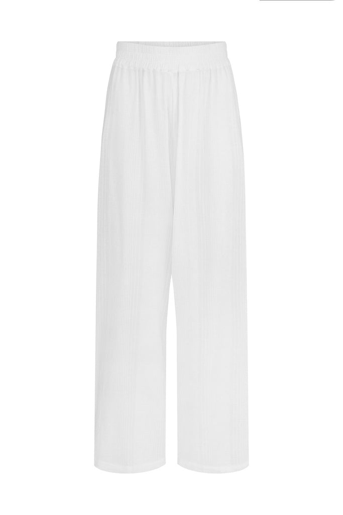 white elastic waist cotton pant