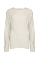 Beige ribbed sweater on a white background