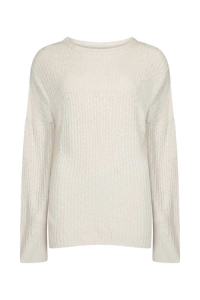 Beige ribbed sweater on a white background