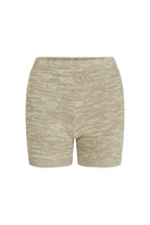 womens beige cotton knit short front view 